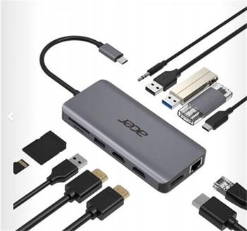 Acer 12v1 docking station/dongle Usb-c: 2×USB3.2, 2×USB2.0, čtečka 1×SD/TF