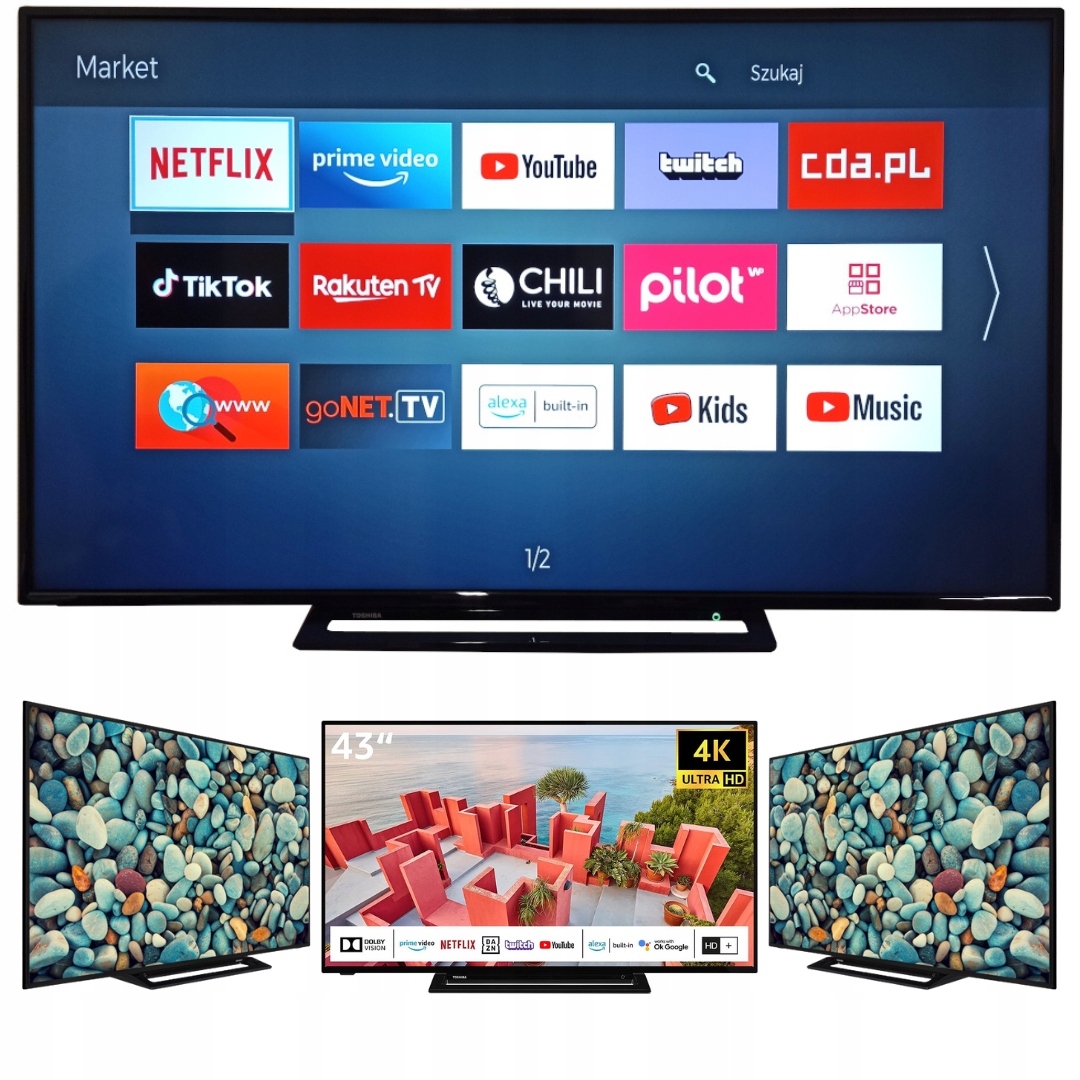 Telewizor Smart Tv Led 43" Toshiba 43UK3163DG Wifi 4K Uhd HDR10 DVB-T2 Hevc