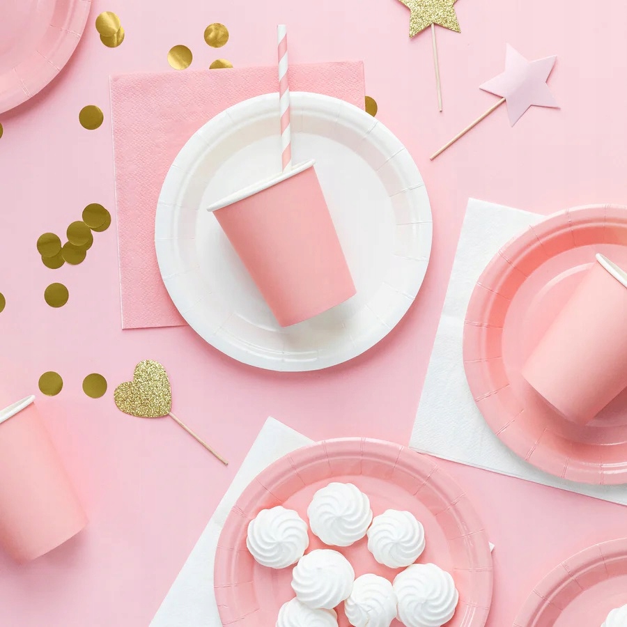 Kubeczki papierowe Różowe 6 sztuk Urodziny Marka Party deco