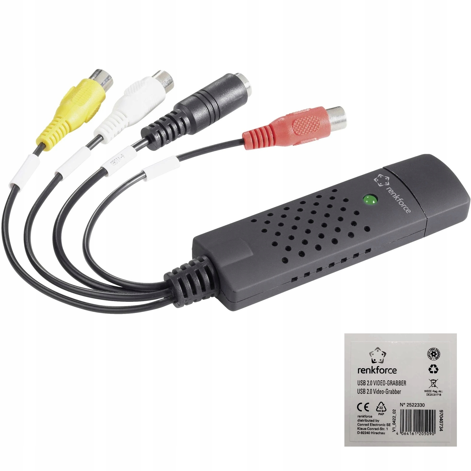 VIDEO-GRABBER przegrywanie zgrywanie kaset VHS konwerter na USB RENKFORCE Model 2228152