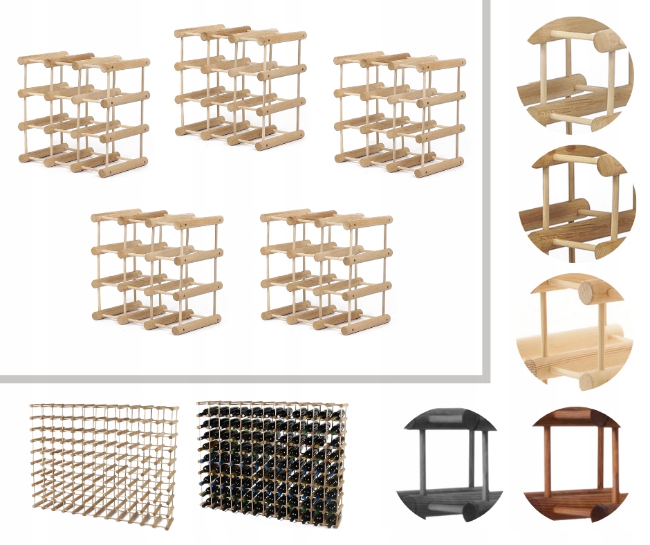 Regál na víno dubový stojan na víno Modulární regál na alkohol 45+12 bot Dub