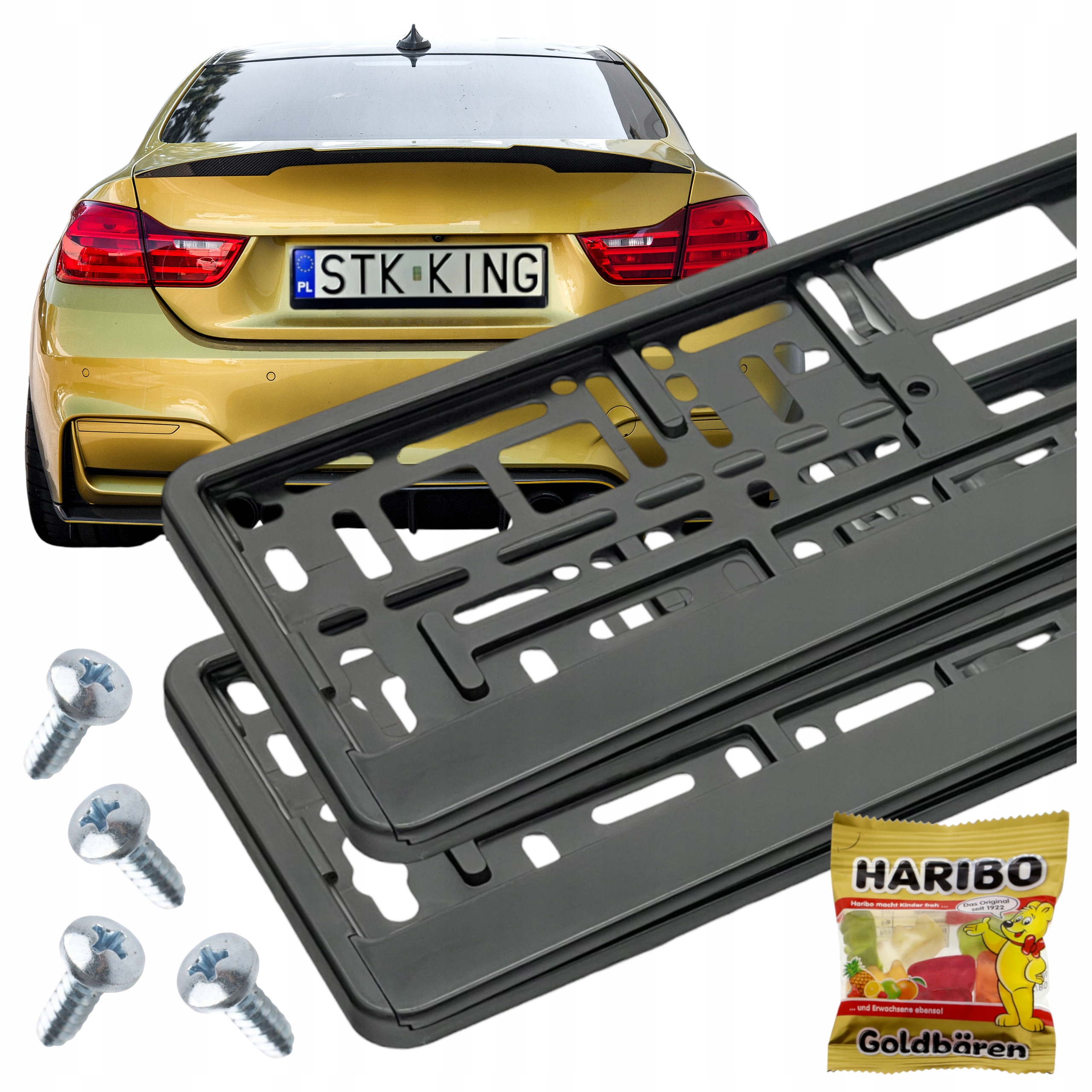 2x Ramka pod tablicę rejestracyjną do Samochodu Czarna Z Atestem Pl De Ue