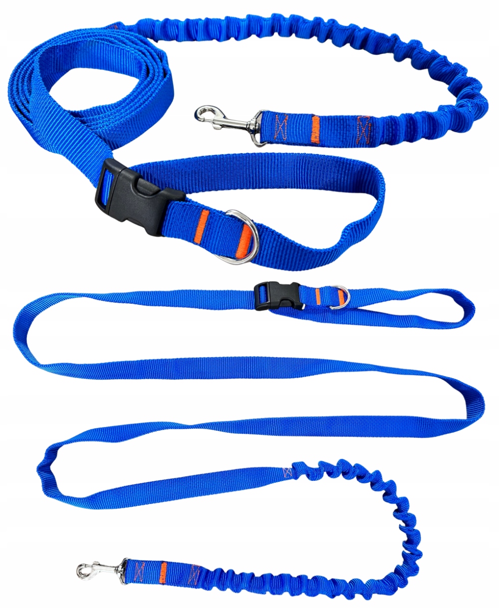 Vodítko pro psa s tlumičem 280 cm Modrá, nastavitelná, sportovní