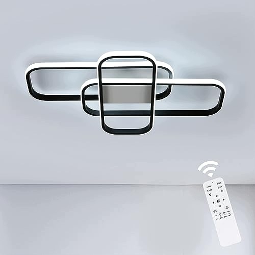 Led stropní svítidlo černé, lustr do obývacího pokoje, moderní s dálkovým ovládáním, 44W, 55cm