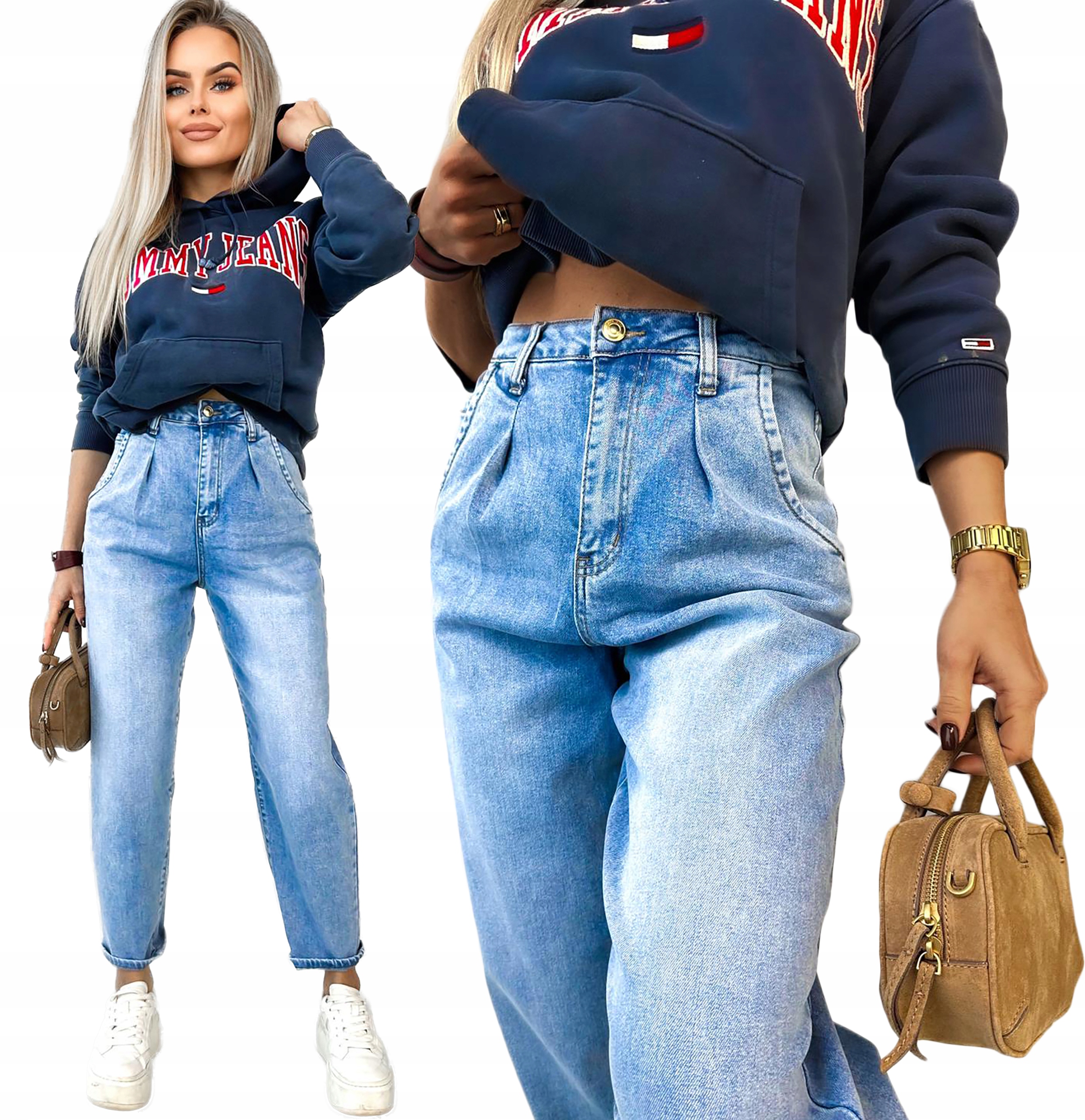 Dámské džínové kalhoty Mom Fit Jeans s vysokým pasem, velikost Xs Livia