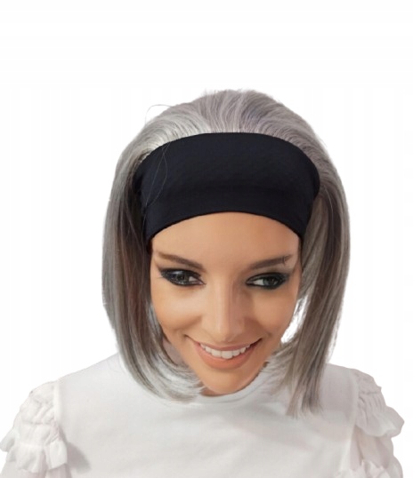 Paruka na čelence bob šedá velikost S pro malé hlavy-Nessaja wigs