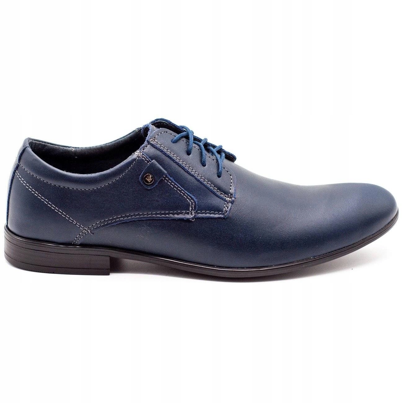 Elegantní pánské kožené společenské šněrovací boty casual 850, modré, velikost 40