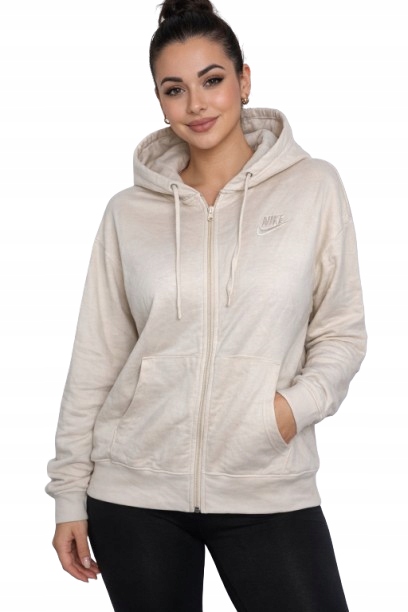 Nike Bluza Damska Swoosh sportowa beżowa modna bawełniana