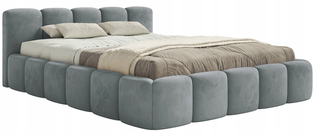 Čalouněná postel 140 x 200 cm Cloudy Low šedá velurová dřevěná konstrukce