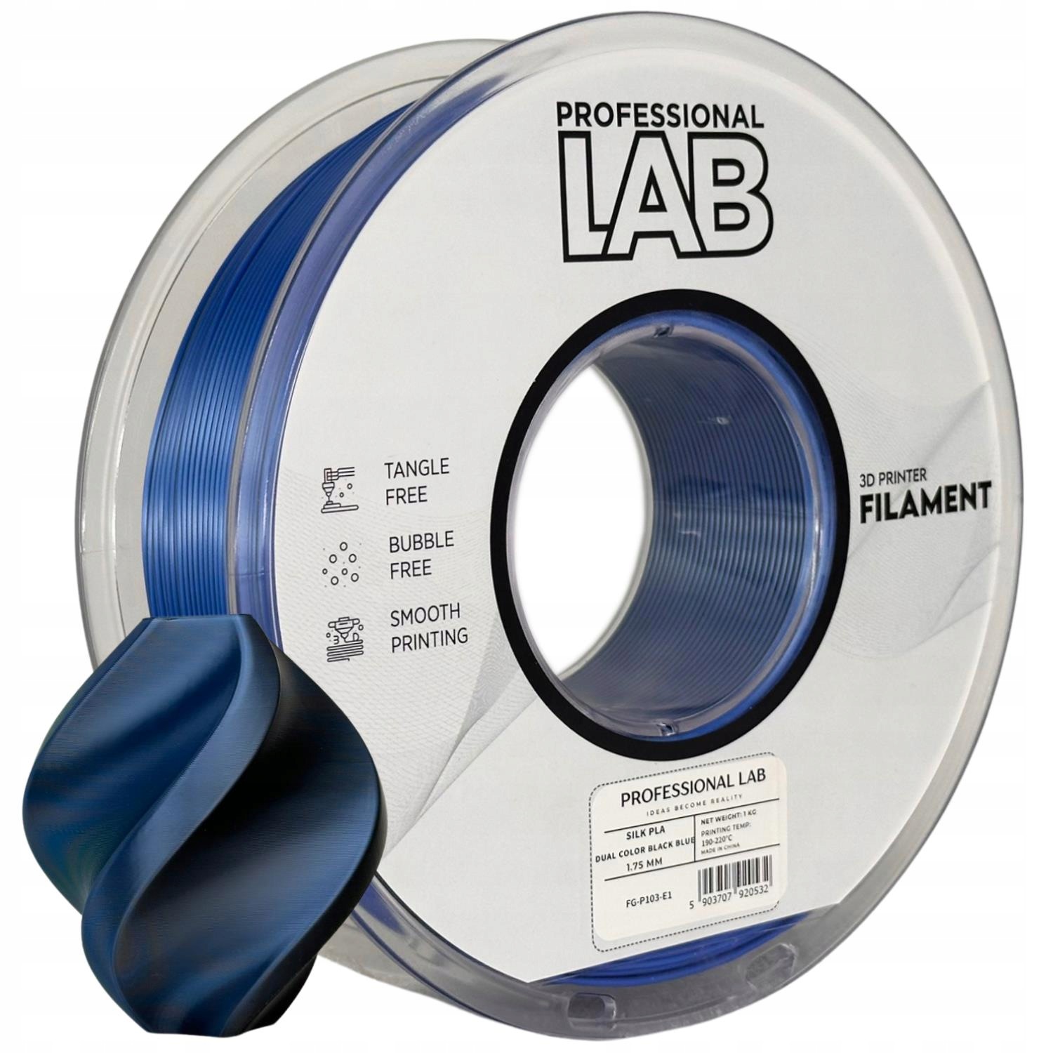 2 x Filament Prof. Lab Silk Pla Dual Color Czarny/Niebieski 1,75mm 1kg