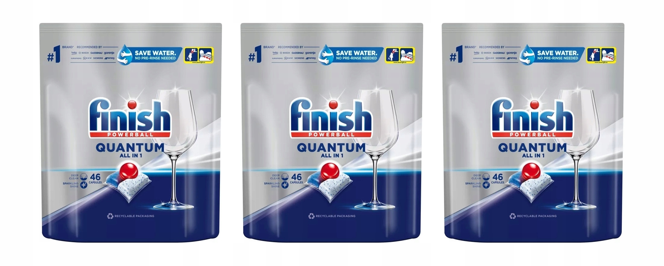 Levně Finish Quantum Fresh Kapsle do myčky, 3 x 46 ks