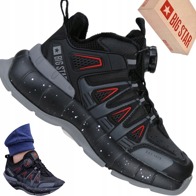 Buty zimowe dziecięce Big Star OO374179 czarne ocieplane sportowe