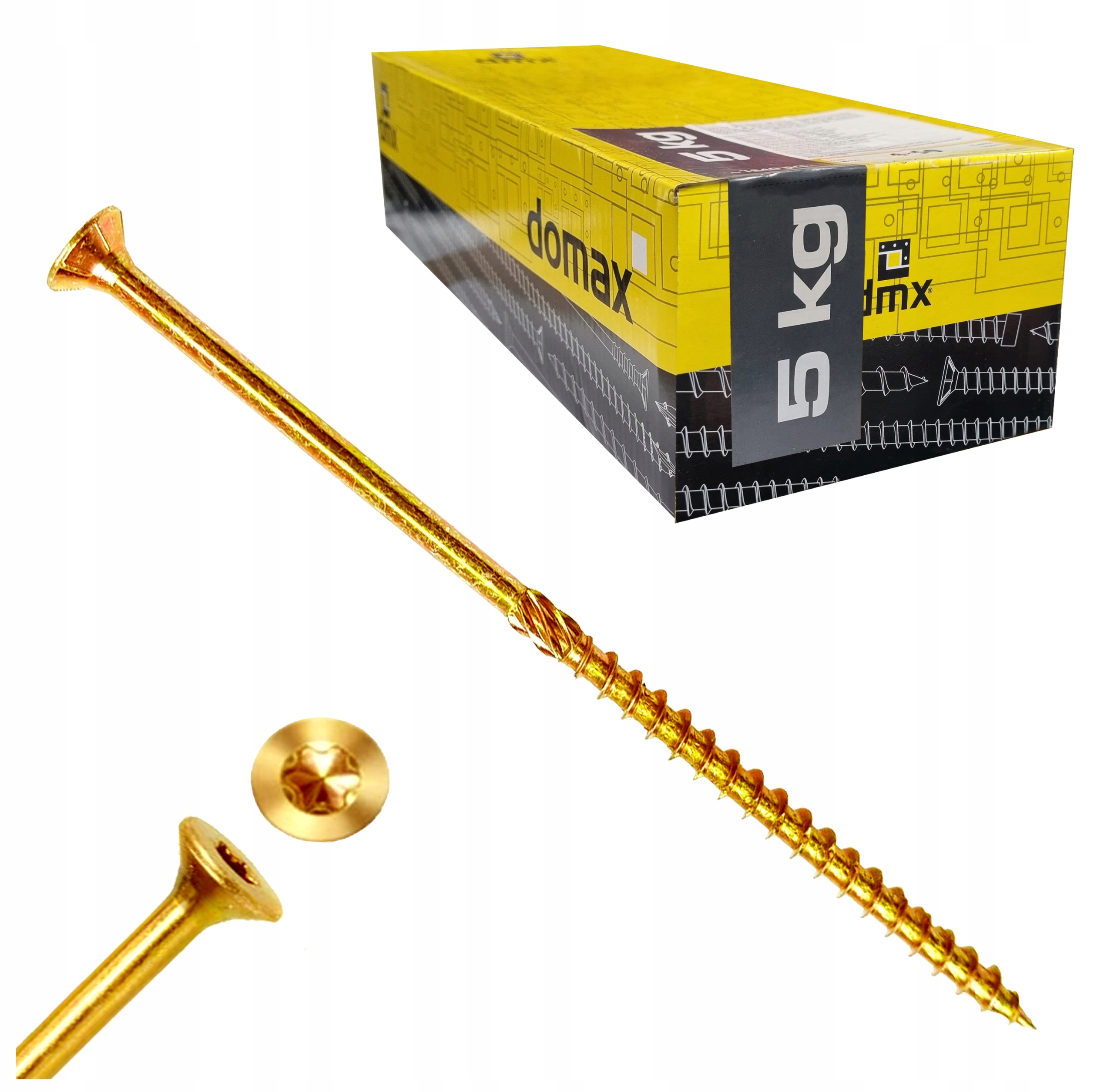 Tesařské Vruty Do Dřeva Kuželové 5x120 Torx TX25 5KG Domax