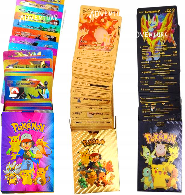 

Karty Pokemon 3w1 165 sztuk Złote Czarne Teczowe