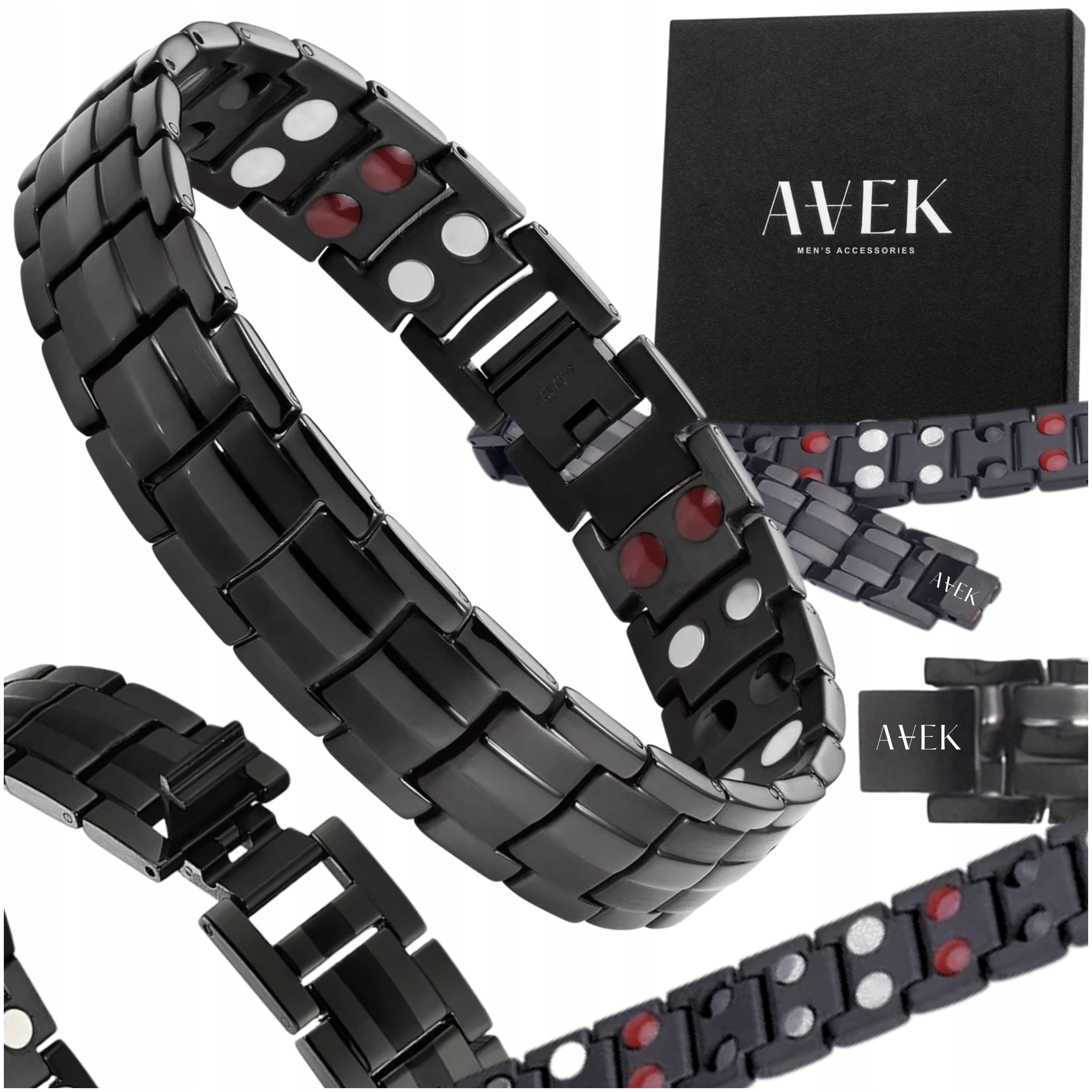 Magnetický Ocelový Náramek Ušlechtilý Pánský Jako Dárek Černý 21,5 CM