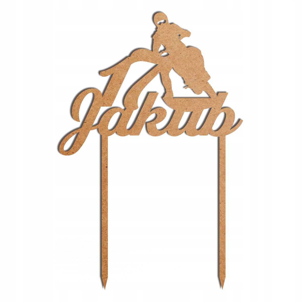 Szary topper cross 2 liczba imię dekoracja tort