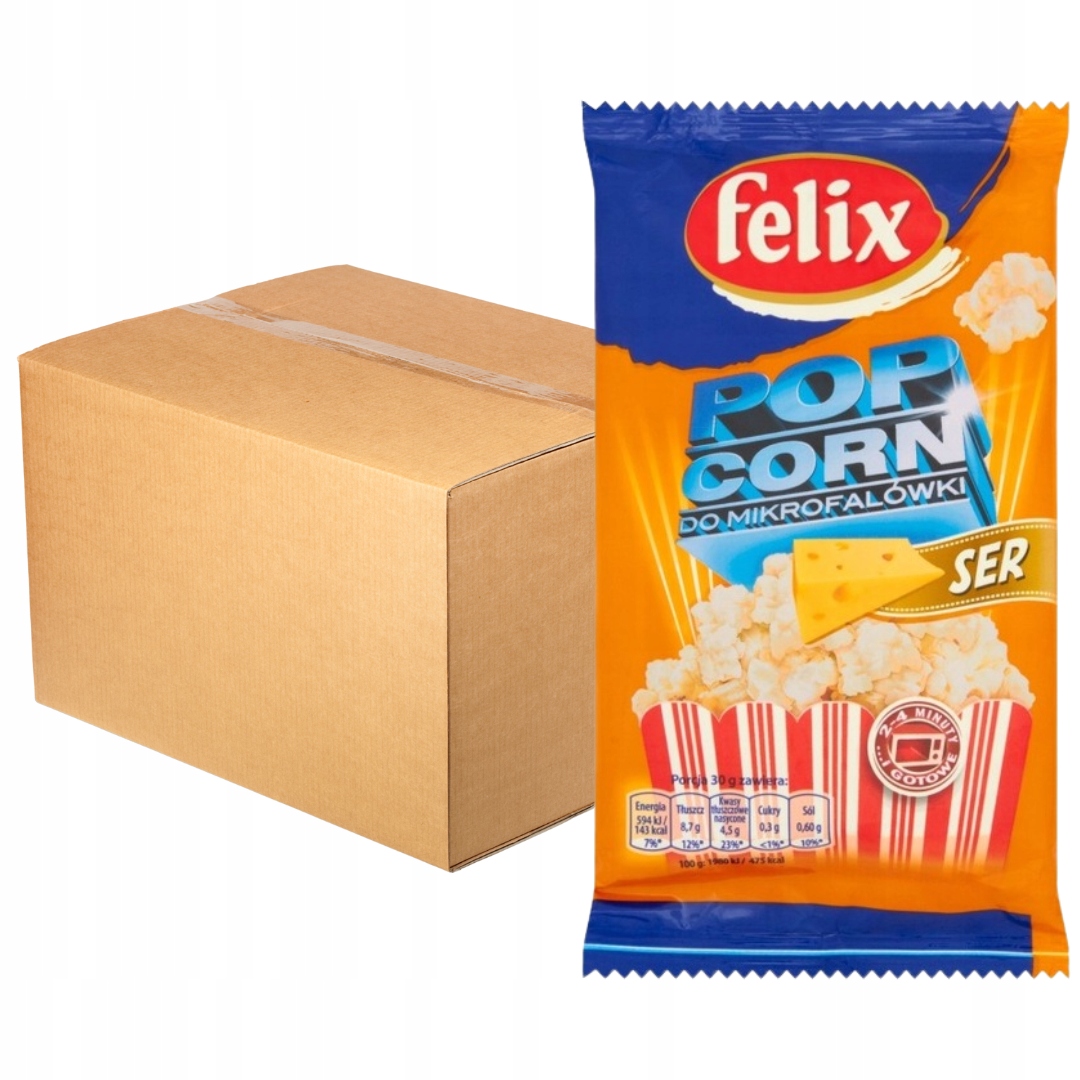 Levně Felix Popcorn s sýrovou příchutí do mikrovlnné trouby 90 g x 24 kusů