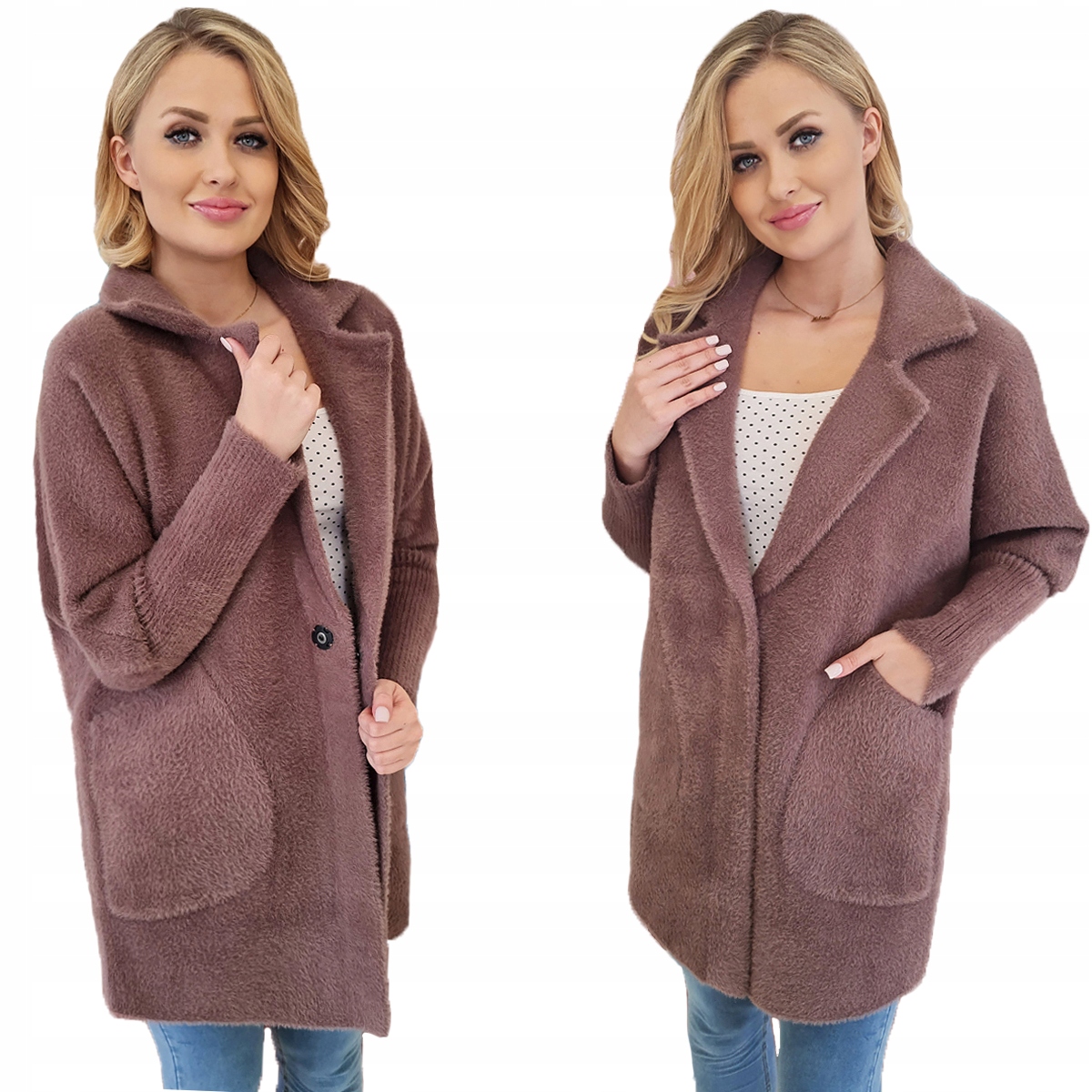 Płaszcz Klasyczny Z Alpaki Wełna Cappuccino