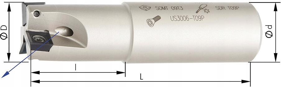 Fréza stopková 90° 2-čepelová, s vnitřním chlazením, D20 mm pro SOMT09