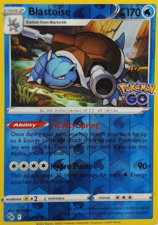 Pokémon Go 017/078 Blastoise Reverse Holo Tcg