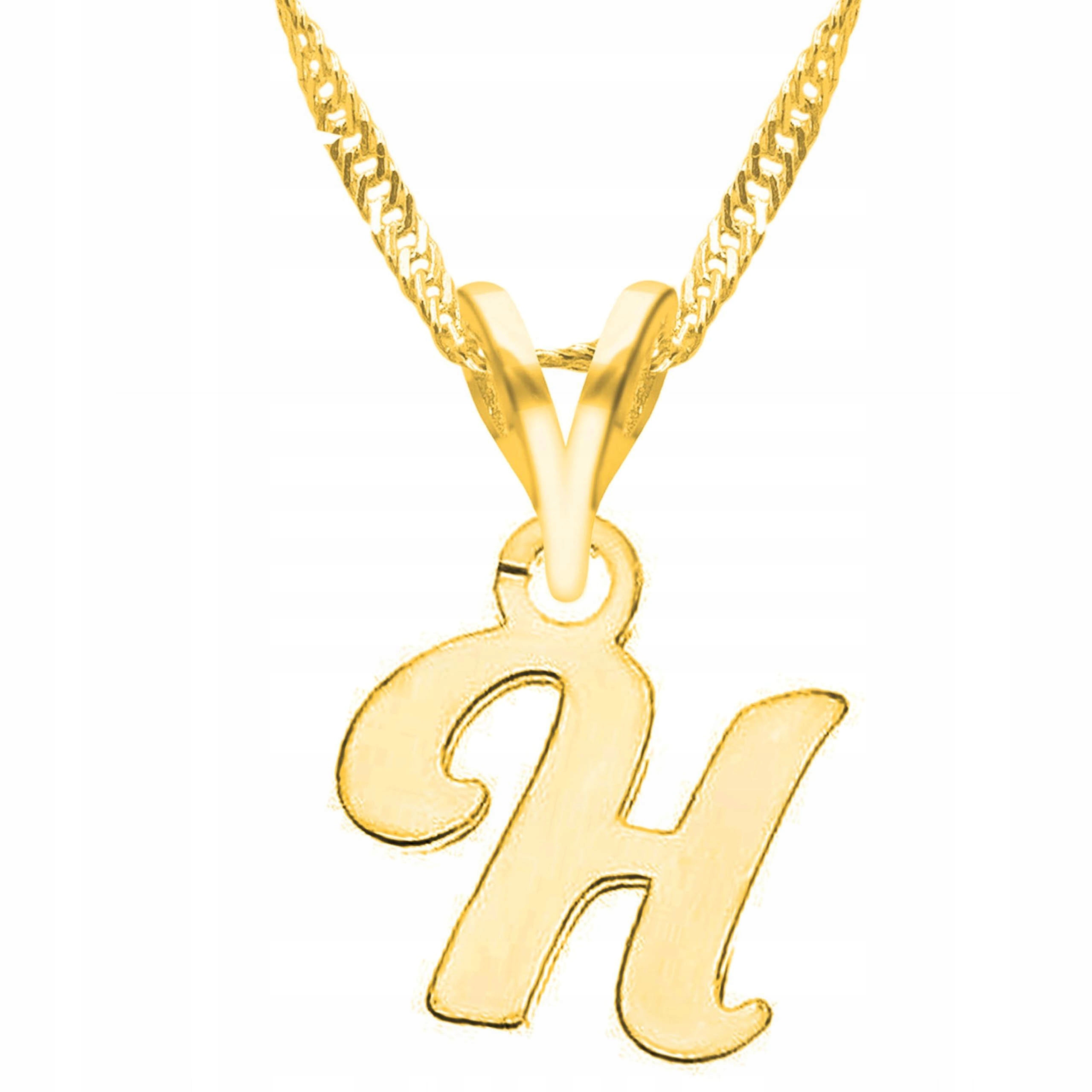 Zlatý náhrdelník s písmenem Iniciál Znamení Písmeno Iniciál Letter H Stříbro 925