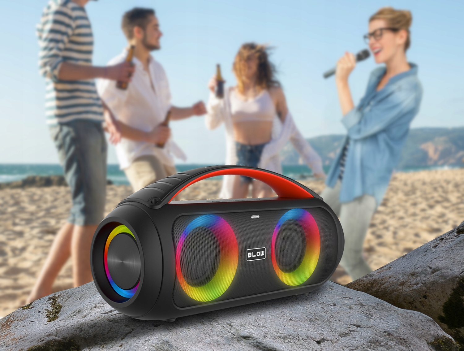 GŁOŚNIK BLUETOOTH PRZENOŚNY BOOMBOX KARAOKE USB SD Marka Blow