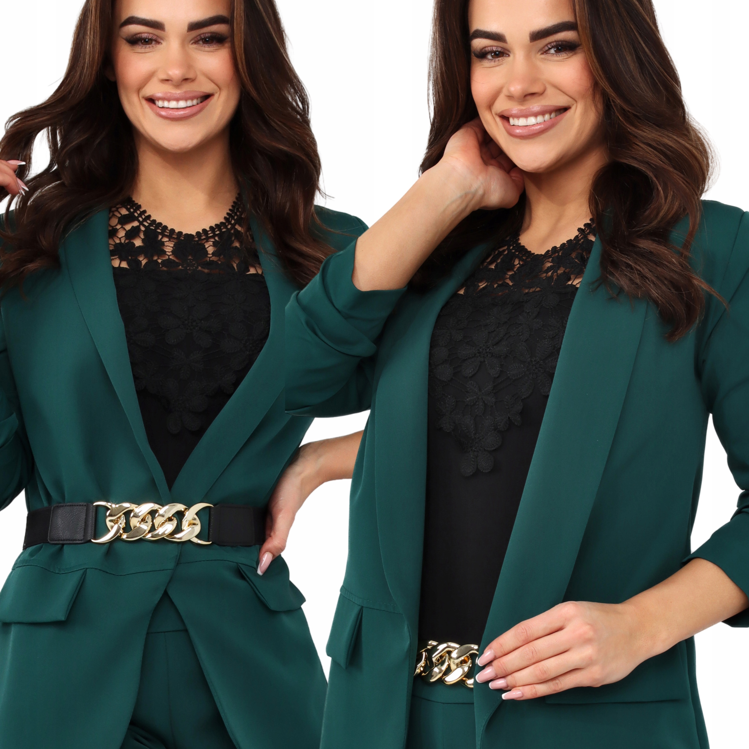 Żakiet Damski Kobiecy Narzut Marynar Luźny Klasyk 48/50 4XL/5XL B Ziel 2593