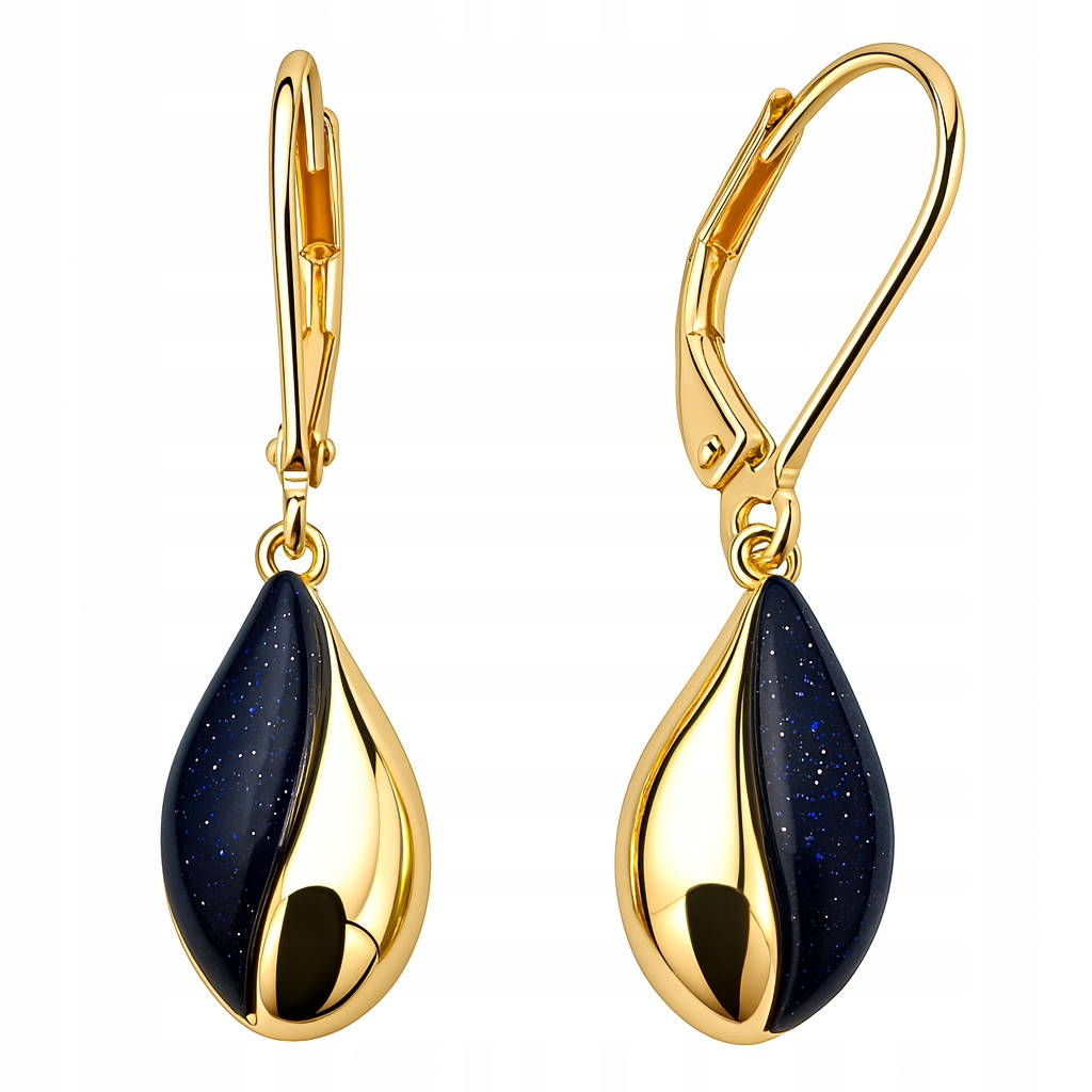 Srebrne kolczyki wiszące kolczyki angielskie srebro pozłacane noc Kairu