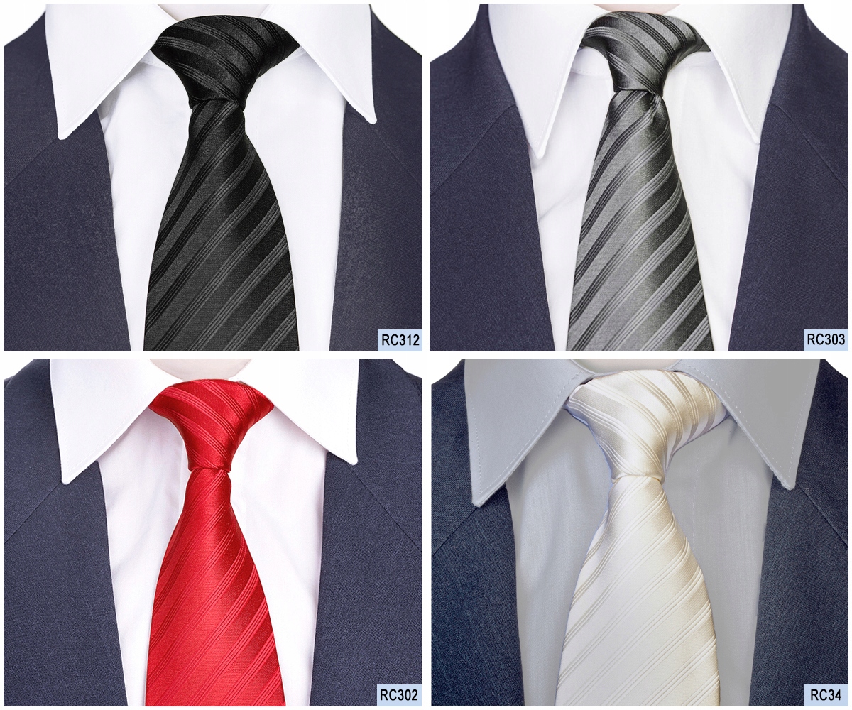 ŻAKARDOWY Krawat Męski Gładki Groszki Kropki Krata Kolekcja 2023/2024