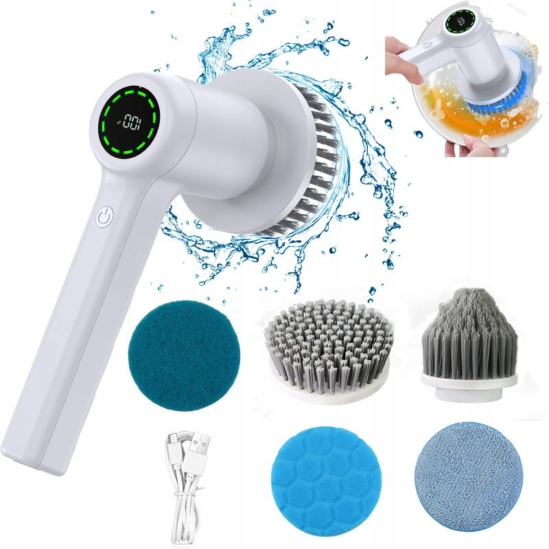 Levně Čisticí Kartáč Elektrický Rotační Kartáč 6V1 Aku Bezdrátový Čisticí Mop 80W Bílý