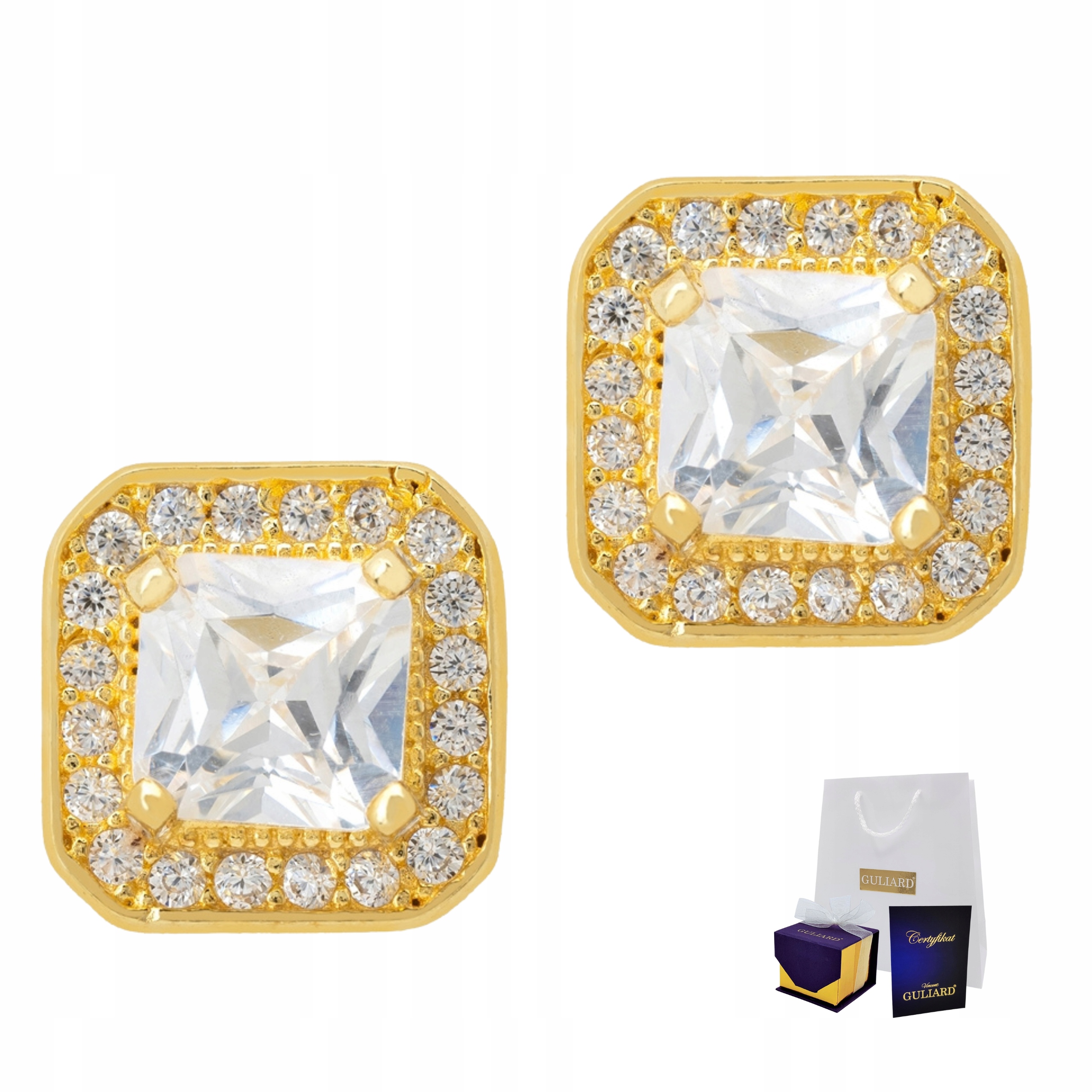 

Kolczyki złote biała cyrkonia 925 dla kobiety