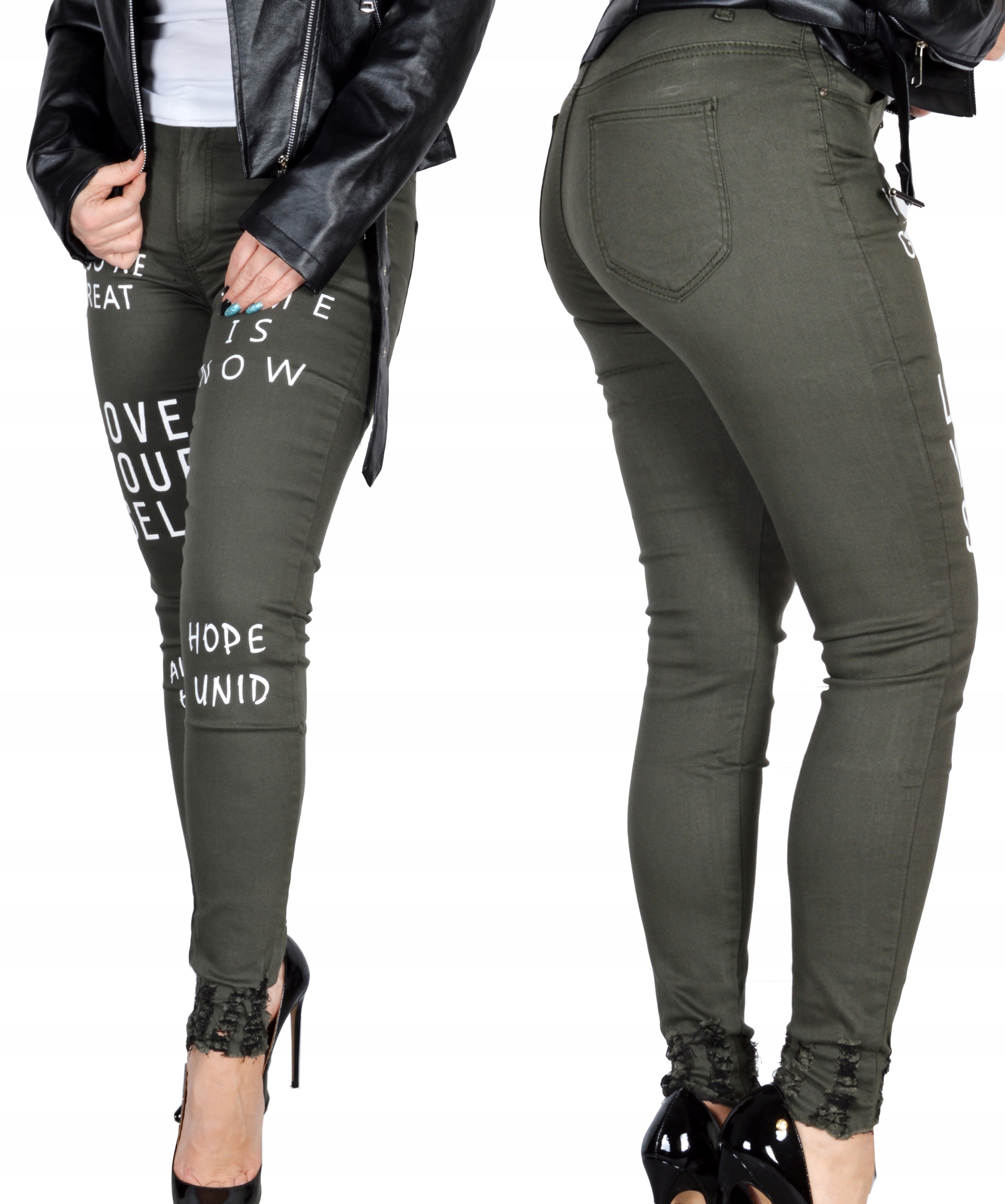 

Jeansy Damskie Spodnie Jeansowe Plus Size Napisy