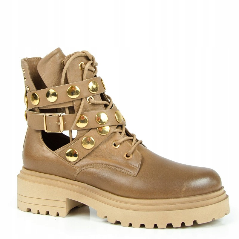 Carinii B7004 Kotníkové Boty Trapery Kůže Lico Béžová 36