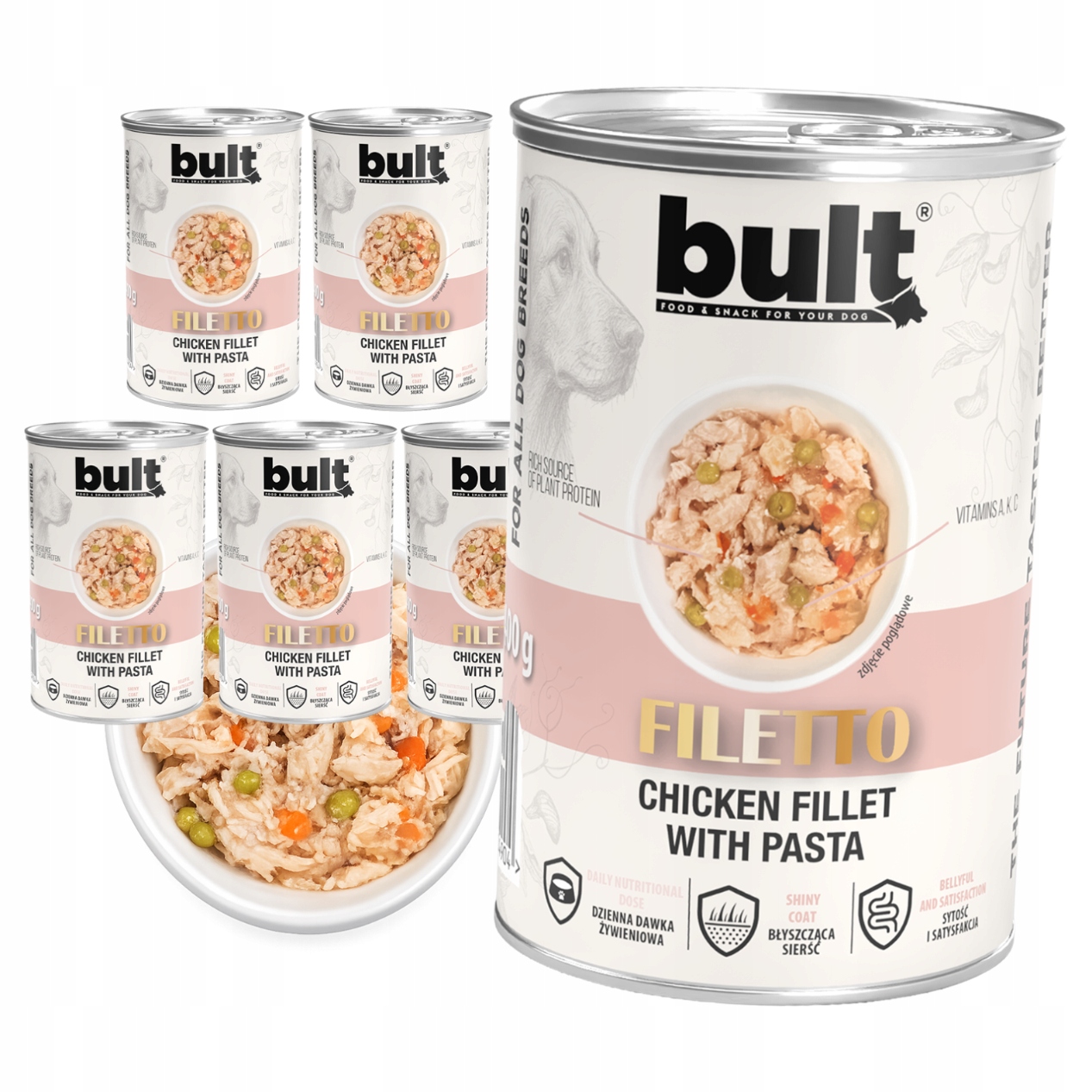 Bult Masové filé vlhké krmivo pro psy Kuře s těstovinami konzerva 6x400 g