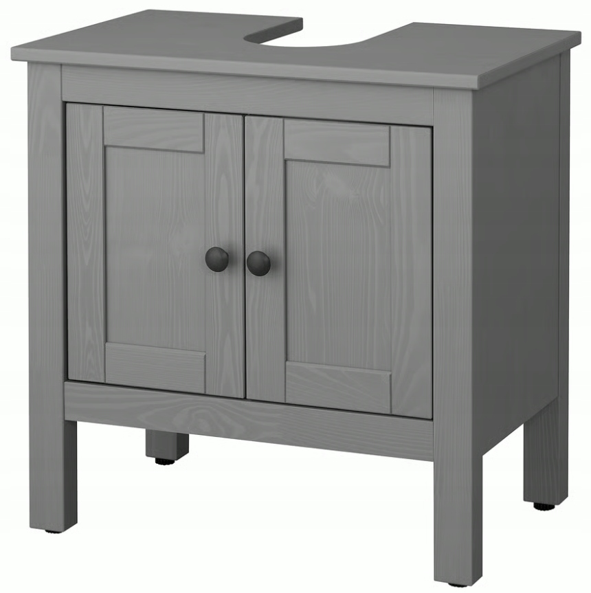Ikea Hemnes Skrinka pod umývadlo s 2 dverami, morená do šedej farby, 60x38x63 cm