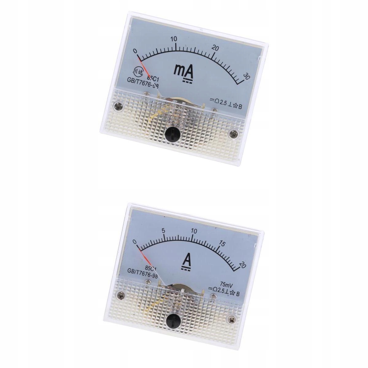 2x zakresy DC mA i A Amperomierz analogowy Amperomierz Panel prądowy klasy 2.5