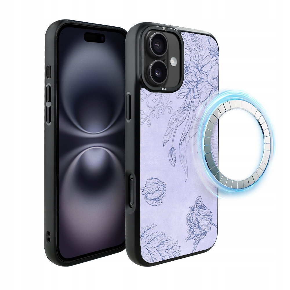 Pouzdro pro iPhone 16 Ibizu DropGuard Matt s MagSafe, Květinový reliéf