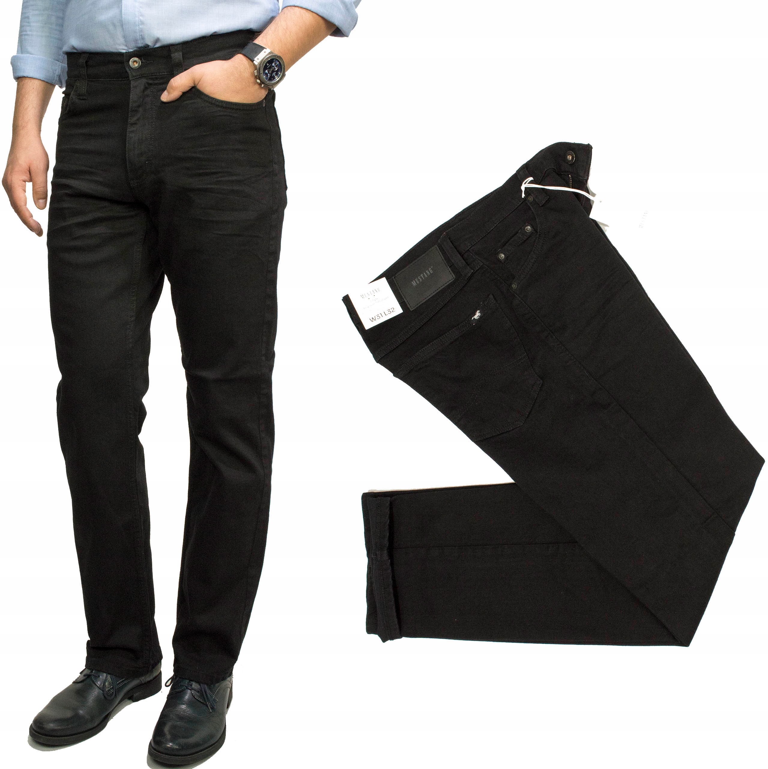 Mustang Big Sur Black Crow 943 pánské džíny černé rovné W32 L30