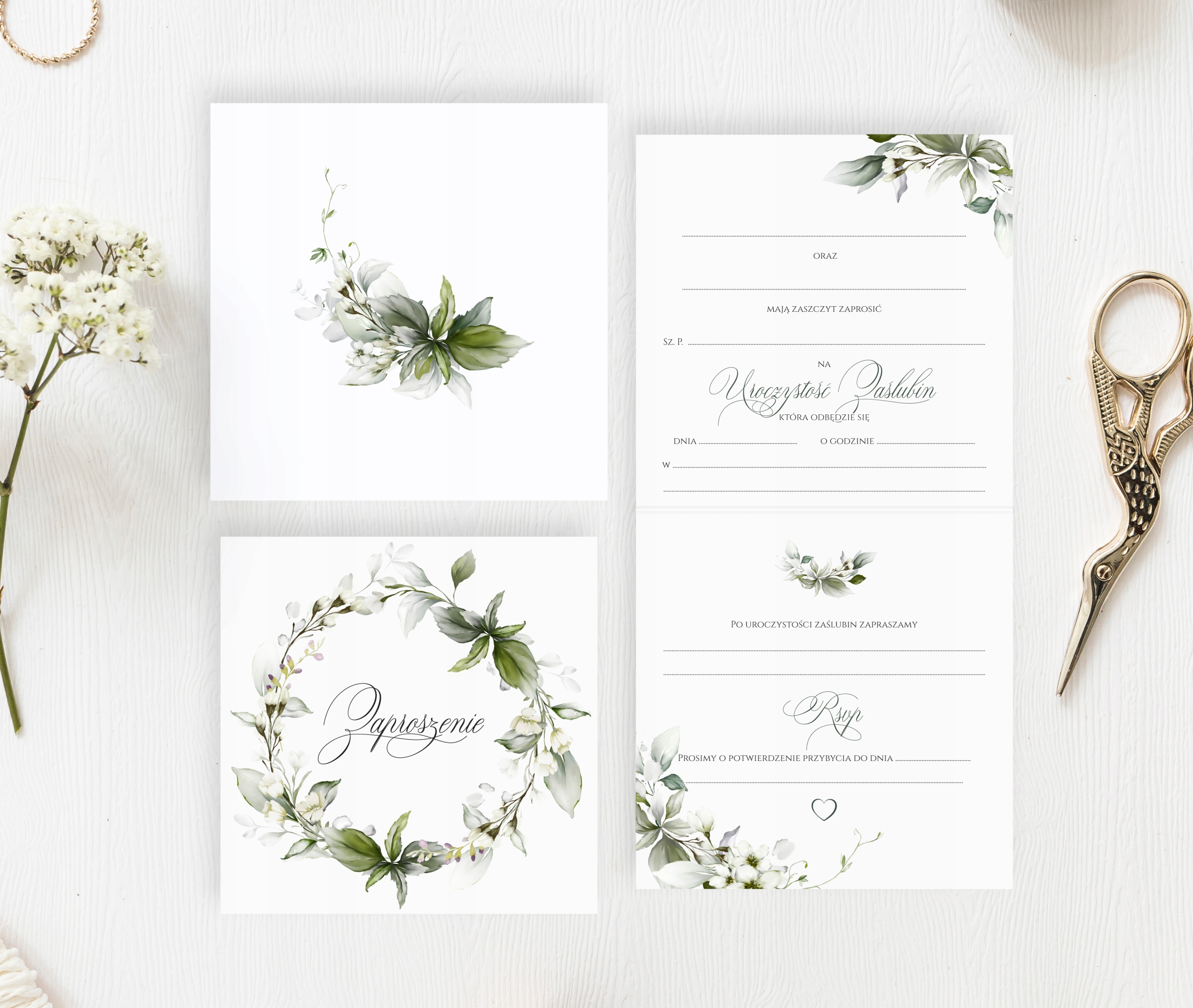 ZAPROSZENIA Ślubne, Na Ślub 10 sztuk PAPIER MAT Wykończenie papieru matowe