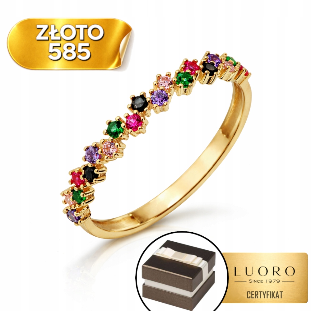 Prstýnek 585 14K S Barevnými Kameny, Jemný, R13