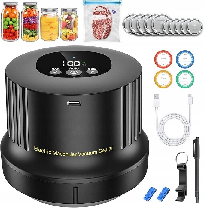 Mason Jar Vakuová sada pro vakuové uzavírání sklenic, elektrická