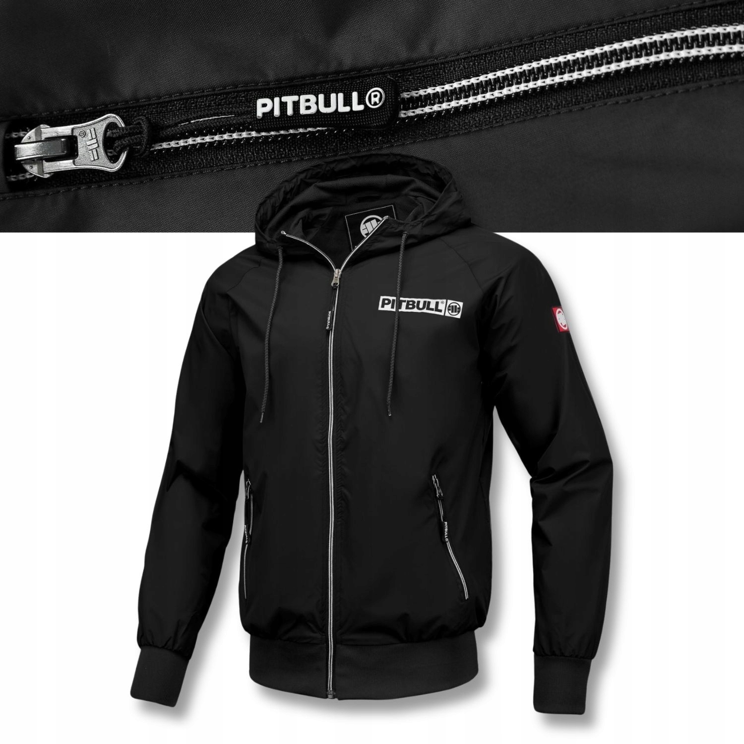 Pánská s kapucí Pitbull Athletic Logo jarní větrovka