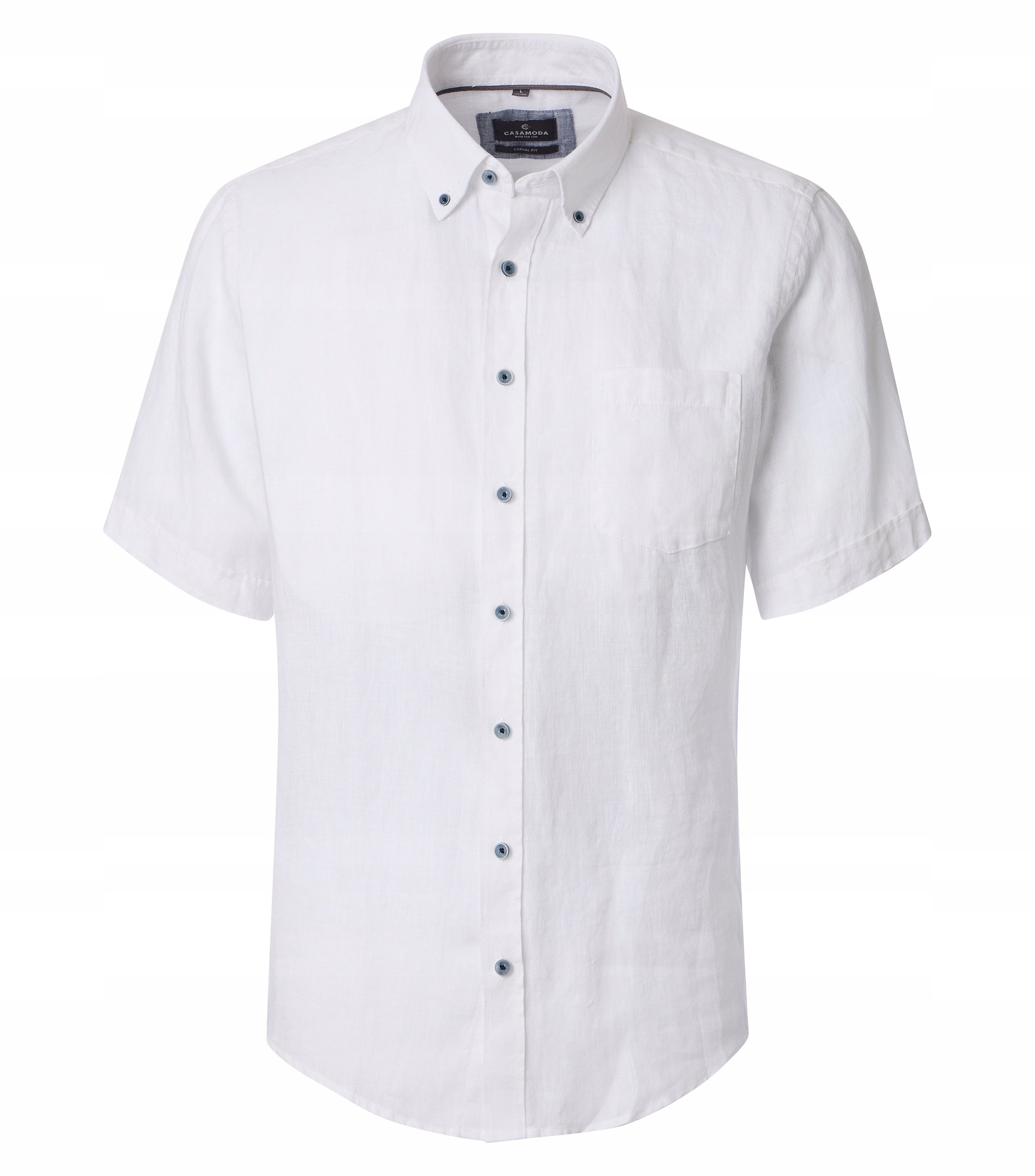 Casamoda Velké Rozměry Košile Len Krátký Rukáv Bílá 4XL 49/50 162 cm