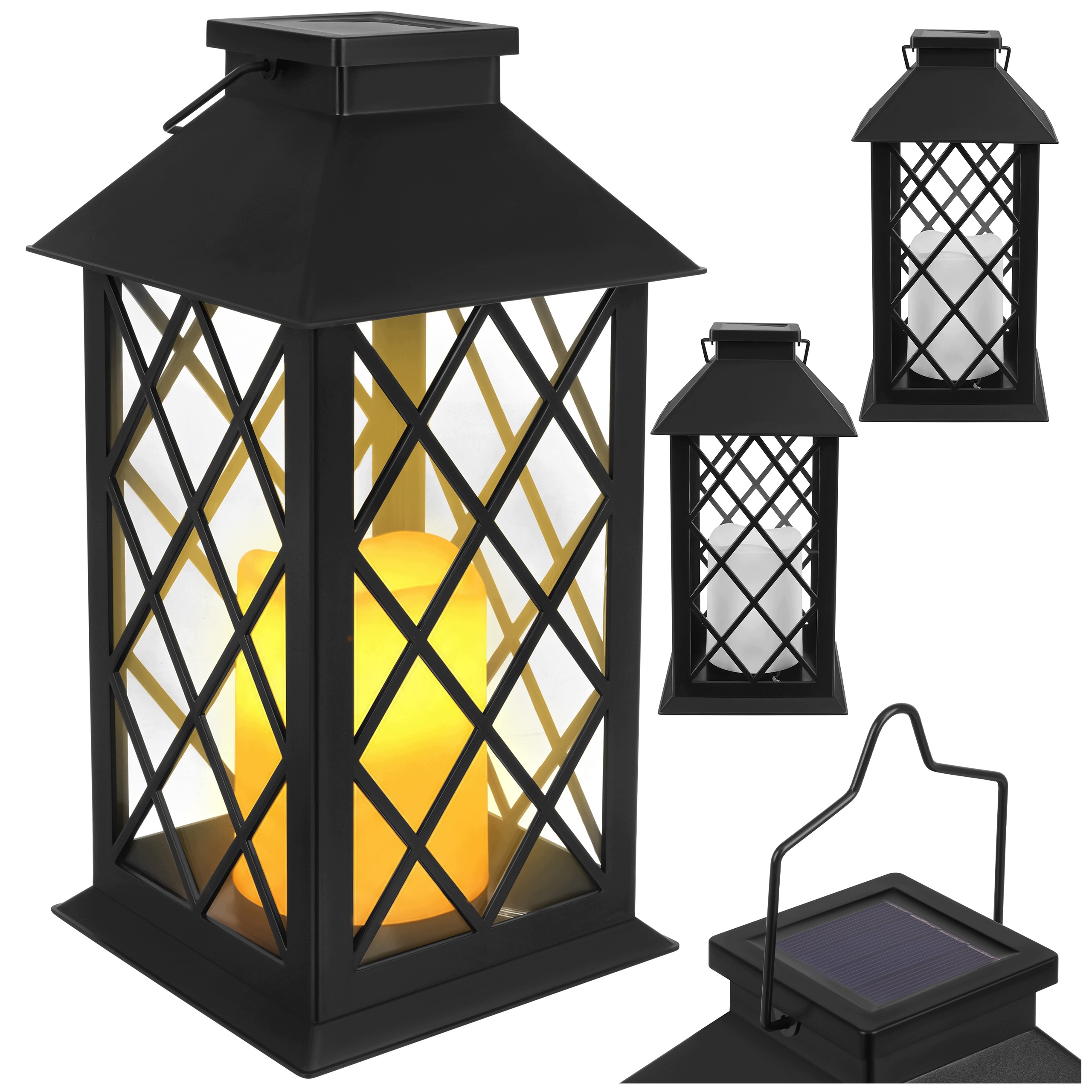 Solární lampa Skleněná lucerna Zahradní Led lampa Hřbitovní Svíčka 2 ks