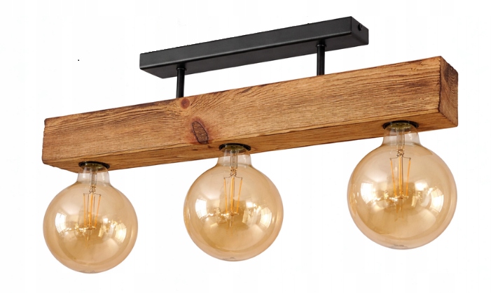 Dřevěná lustrová lampa se dřevem, masivní dřevo, silný trám 7x7 cm Loft
