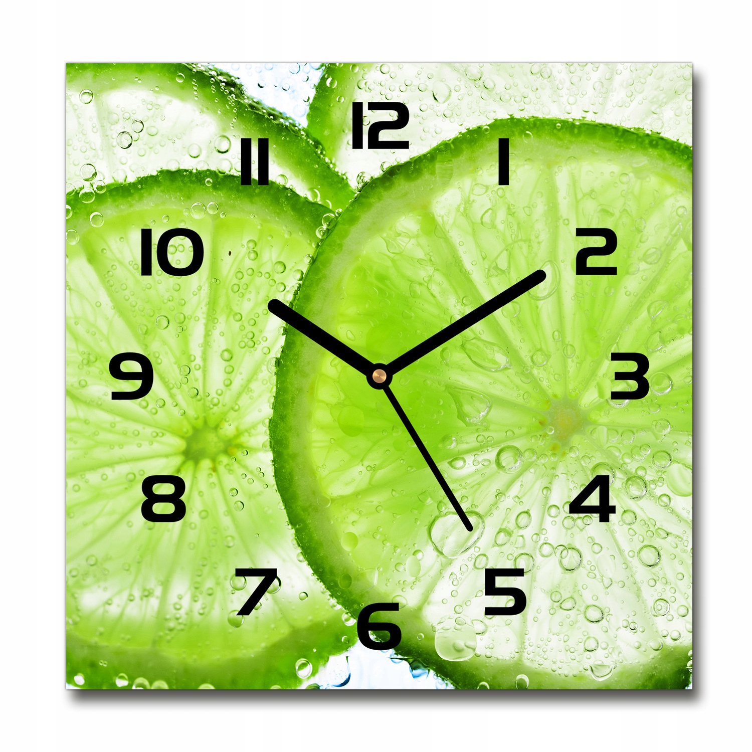

Zegar szklany na ścianę Limonki pod wodą 30x30 cm