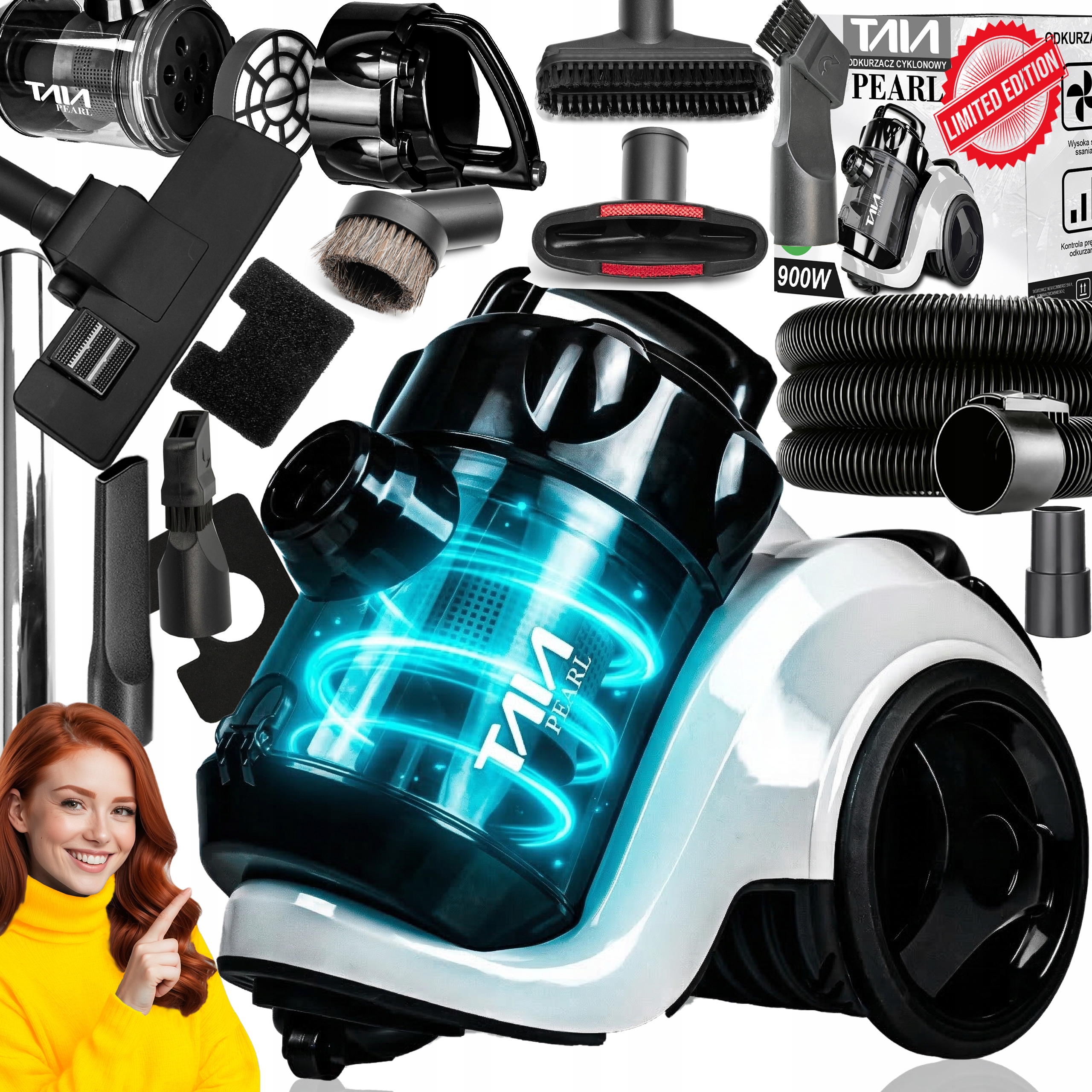 Mocny Odkurzacz Cyklonowy Bezworkowy Filtr Hepa Taia Peral Limited Edition