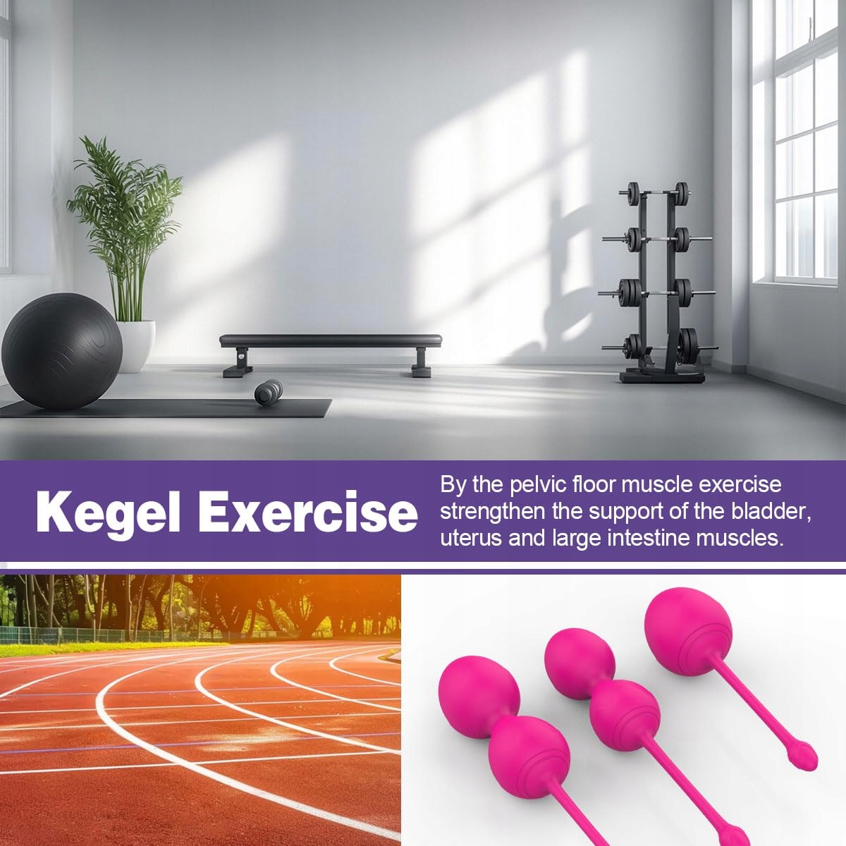 KEGEL Zestaw 3 Piłek Silikonowych Do Ćwiczeń Mięśni Kegla Dla Kobiet Różowy — miniatura 6