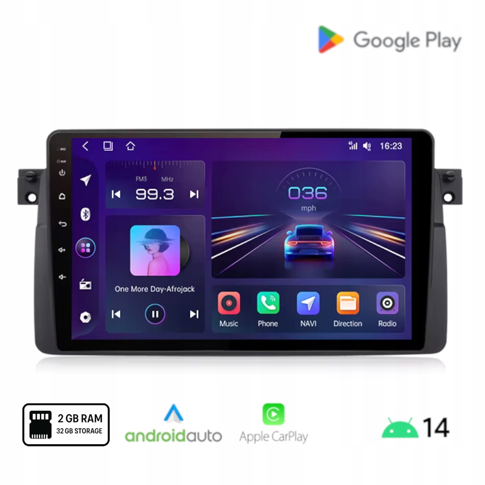 Rádio Android Bmw E46 bezdrôtové Carplay a Android Auto Wi-Fi 2+32 Gb