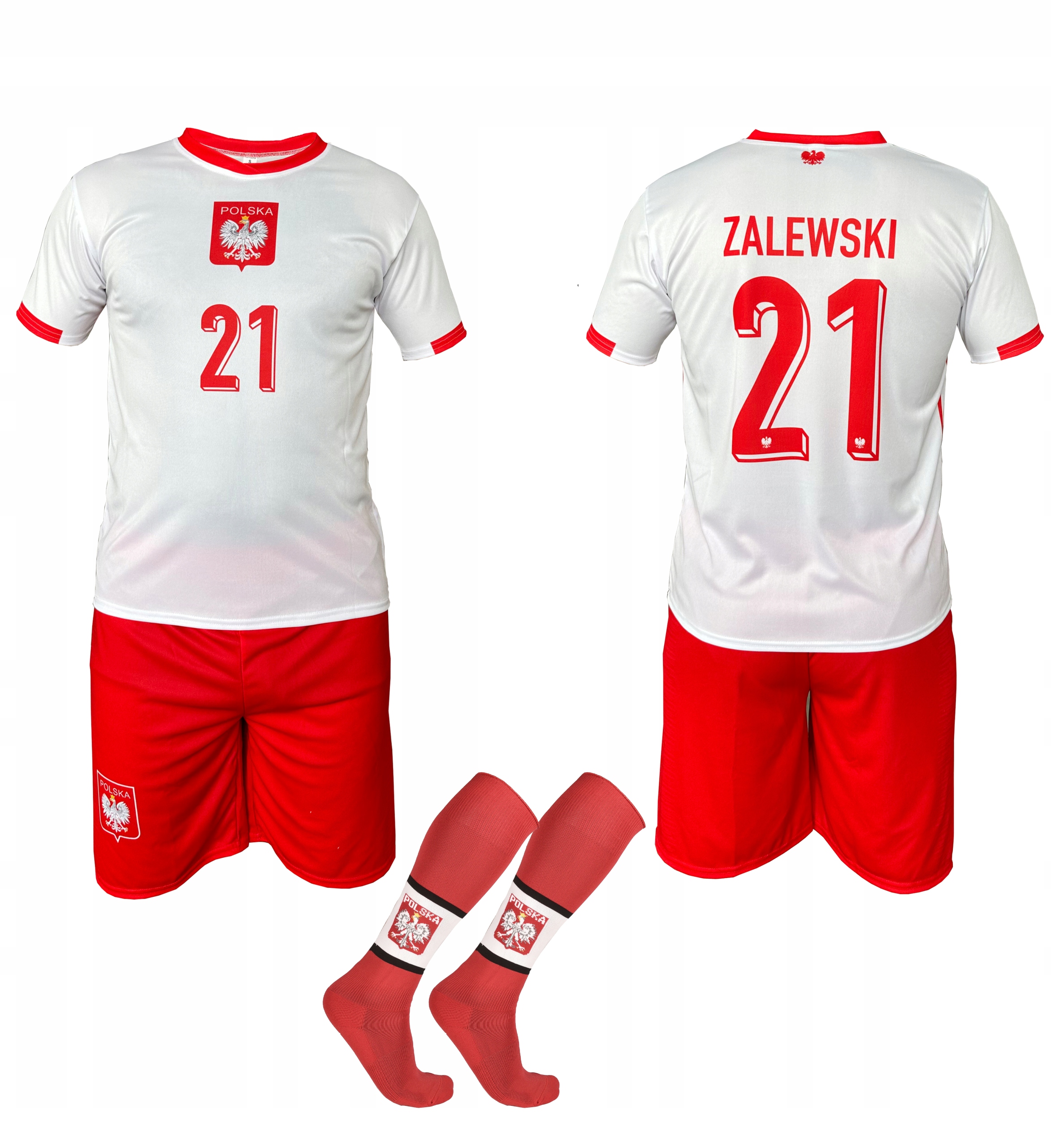 Strój piłkarski z getrami Zalewski Polska 128 cm